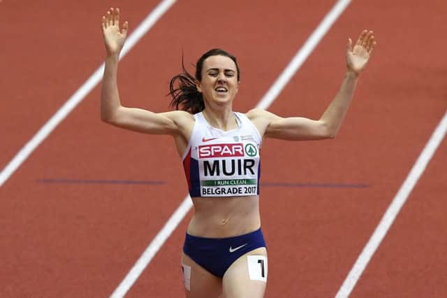 Laura Muir wins the women's 1500m final at the 2017 European Athletics Indoor Championships in Belgrade. Picture: AFP/Getty Images