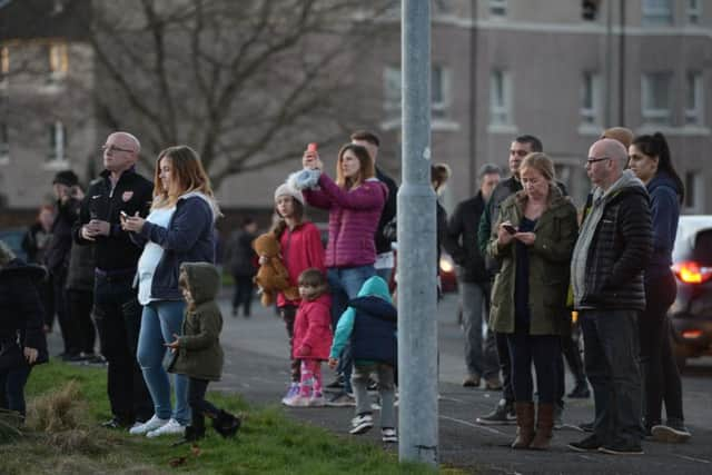 Hundreds of people watched the blaze.