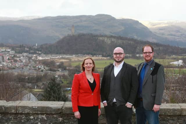 Stirling Council leader Johanna Boyd with CodeBase chief executive Stephen Coleman, centre, and deputy council leader Neil Benny. Picture: Stewart Attwood