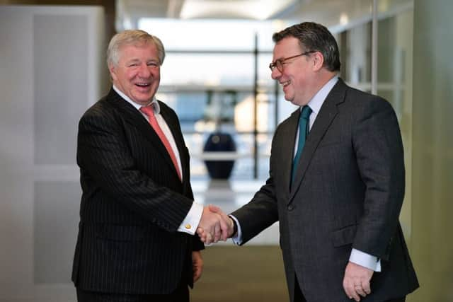 Keith Skeoch, Standard Life CEO and Martin Gilbert, Aberdeen Asset Management CEO, After the annoucement of the all share merger