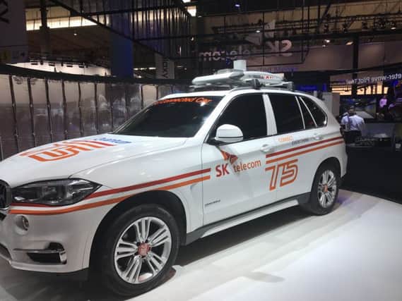 South Korea's SK Telecom showed off a 5G-connected car at the Mobile World Congress. Picture: Ben Hutton