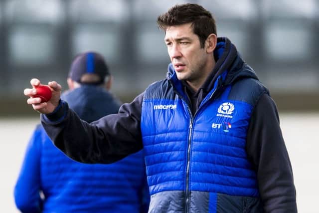 Scotland assistant coach Nathan Hines during a training session at Oriam ahead of the Six Nations clash with England. Picture: Bill Murray/SNS