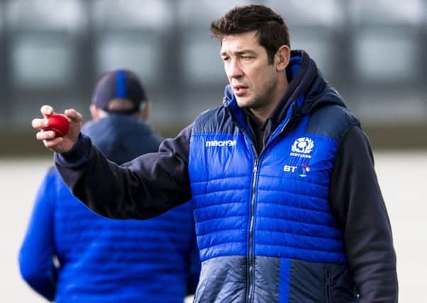 Scotland assistant coach Nathan Hines during a training session at Oriam ahead of the Six Nations clash with England. Picture: Bill Murray/SNS
