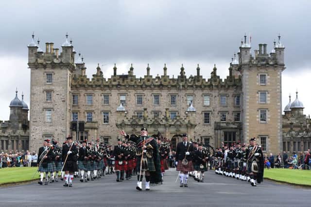 Floors Castle, Kelso during the Massed Pipe Bands Day. Picture: TSPL