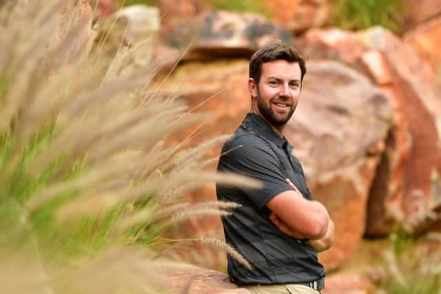 Scotland's Scott Jamieson in front of one of the rock formations at the DLF Golf and Country Club in New Delhi. Picture: Stuart Franklin/Getty Images