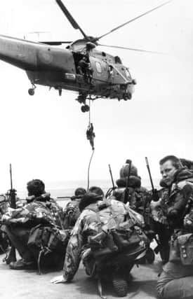 Royal Marines from 40 Commando were part of British armed forces sent to recapture the Falkland Islands after the invasion by Argentina in 1982. Picture: Fox Photos/Getty Images
