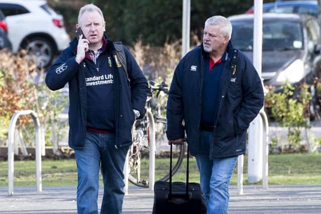 British and Irish Lions head coach Warren Gatland arrives at Oriam to watch Scotland train. Picture: Gary Hutchison/SNS
