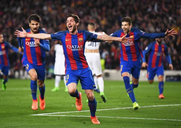 Sergi Roberto celebrates (Photo by Laurence Griffiths/Getty Images)