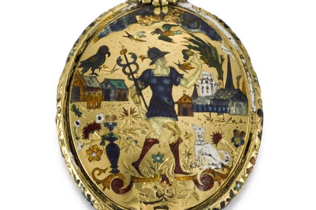 The Fettercairn Jewel enamelled gold, set with an almandine garnet Estimate Â£ 30,000-50,000, circa 1570-1580. Picture: contributed
