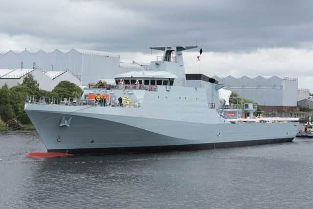 HMS Forth was built in Govan before being fitted out at Scotstoun. Picture: John Linton/BAE Systems/PA Wire