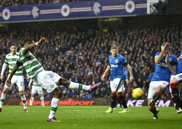Celtic's Moussa Dembele scores at Ibrox during Celtic's 2-1 win on Hogmanay. Picture: Rob Casey/SNS