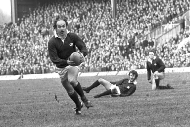 Jim Renwick in action for Scotland against England at Twickenham in 1981.