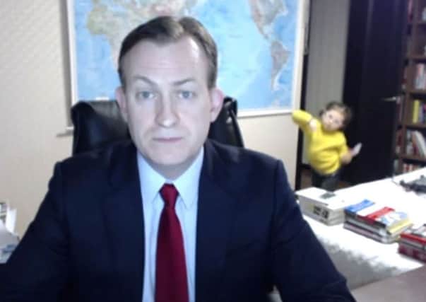 Professor Robert Kelly being interrupted by his children during an interview live on BBC News about South Korea. Picture: PA