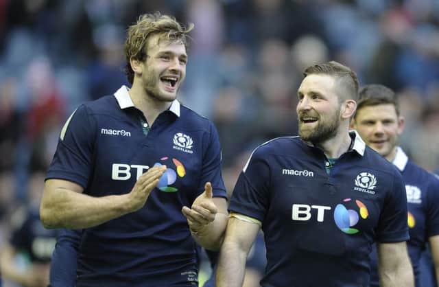 Richie Gray  and John Barclay are part of a Scotland pack which must shackle England's powerful set-plays. Picture: Neil Hanna