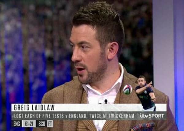 Greig Laidlaw appeared on ITV as an analyst for the England v Scotland game. Picture: ITV