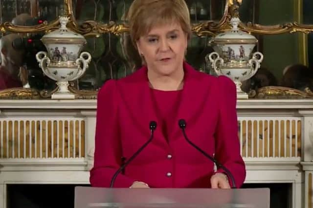 Nicola Sturgeon speaks today at Bute House.