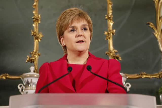 First Minister of Scotland, Nicola Sturgeon, gives a speech at Bute House. Picture; PA