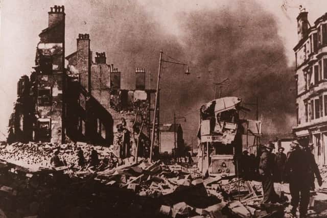 Dumbarton Road Dalmuir one morning after the Clydebank Blitz. Picture: Clydebank Central Library