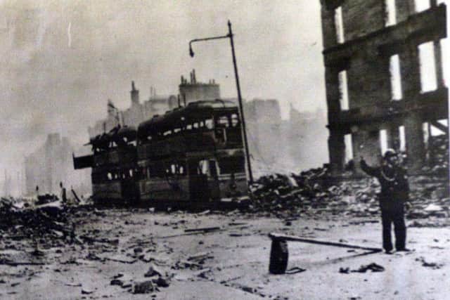 Aftermath of bombing on Dumbarton Road. Picture: Centre Press