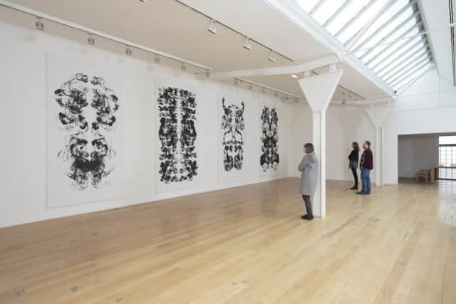 View of four of Mark Wallinger's Id paintings at Fruitmarket Gallery. Courtesy the artist and Hauser & Wirth.