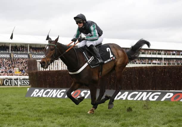 Altior ridden by Nico de Boinville pulls away from the last fence before going on to win the Arkle Challenge Trophy Novices' Steeple Chase Race. Picture: PA