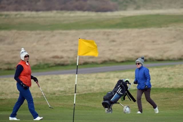 Women were playing the famous links at Muirfield as the result of a vote on female members at the club was announced. Picture: Jon Savage