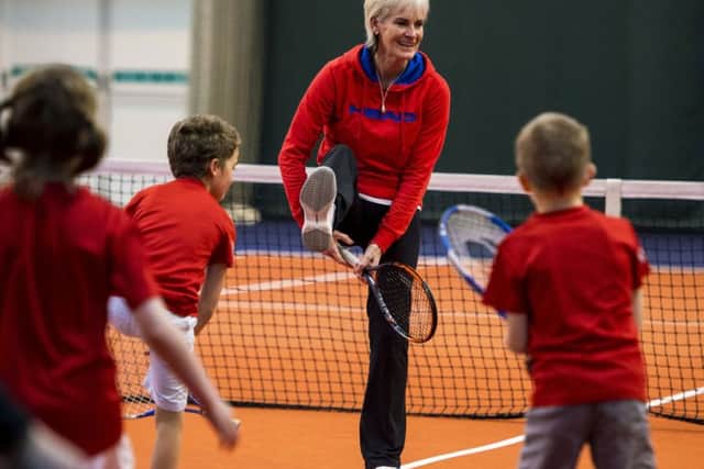 Judy Murray held a coaching session at the David Lloyd Club in Corstorphine. Picture: SNS.