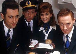 Alan Cumming and the cast of The High Life. Picture: BBC Scotland