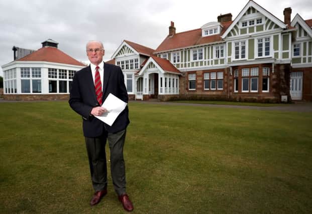 Henry Fairweatherm captain of the Honourable Company of Edinburgh Golfers, announces that women members are being admitted outside the Muirfield clubhouse.