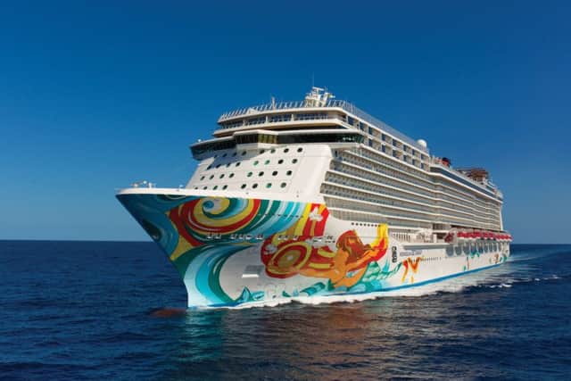 The Getaway, the latest addition to the fleet of Norwegian Cruise Line, at sea
