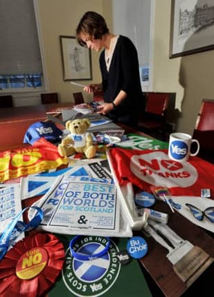 Campaign material from the 2014 referendum collected by the National Library of Scotland for their archives. Picture: Ian Rutherford