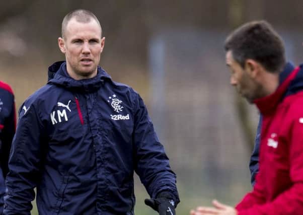 New Rangers manager Pedro Caixinha issues instructions to Kenny Miller (left). Picture: SNS