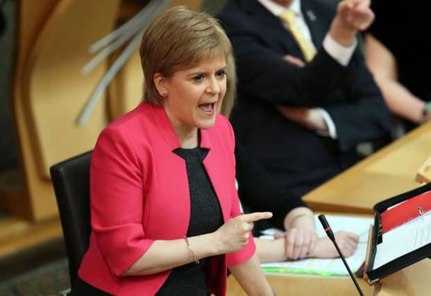 First Minister Nicola Sturgeon during First Minister's Questions today. Picture: PA