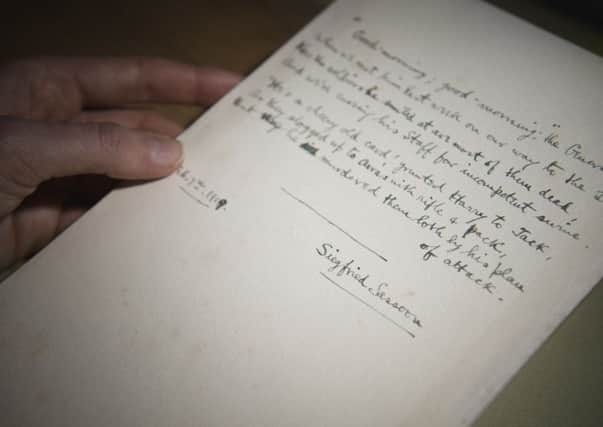 The handwritten version of The General, by Siegfried Sassoon will feature in an exhibition of anti-war protest. Picture: PA