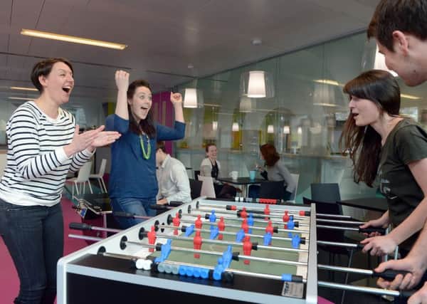 Edinburgh 
Skyscanner staff are able to take breaks during their working day in comfy seating zones as well as recreational areas, where games are provided. 


 Picture: Neil Hanna