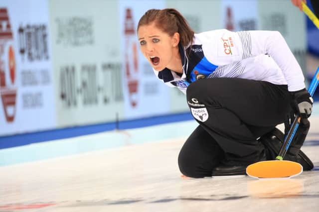 Scotland skip Eve Muirhead roars her side to a win over USA. Picture: Alina Pavlyuchik/WCF