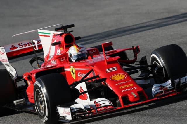 The pace of the new Ferrari, above, has given three-time world champion Lewis Hamilton plenty to think about. Picture: PA