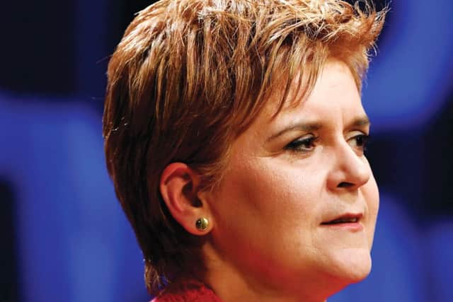 Sturgeon delivers her keynote speech to the faithful at the Aberdeen Exhibition and Conference Centre. Picture: Jeff J Mitchell/Getty