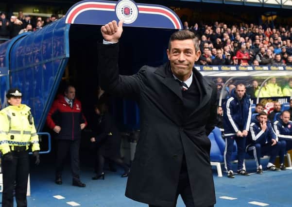 Rangers manager Pedro Caixinha takes his first steps out at Ibrox