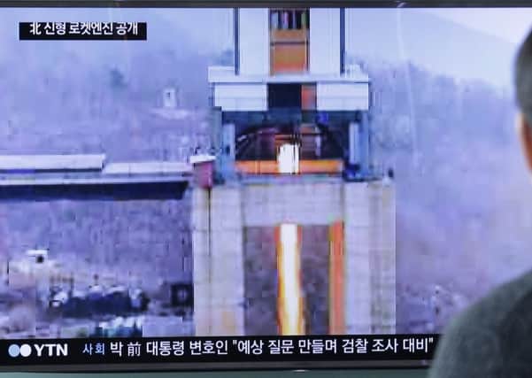 North Korea has conducted a ground test of a new type of high-thrust rocket engine that leader Kim Jong Un is calling a revolutionary breakthrough for the country's space program. Picture; AP