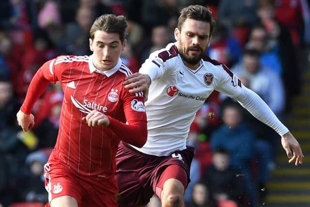 Kenny McLean leaves Alexandros Tziolis in his wake. Picture: SNS.