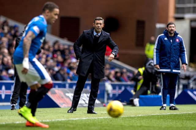 Rangers manager Pedro Caixinha keeps a close eye on the action during his first game in charge. Picture: SNS.