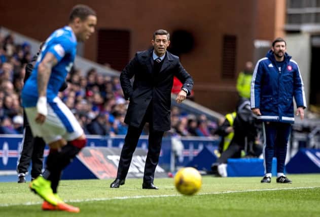 Rangers manager Pedro Caixinha keeps a close eye on the action during his first game in charge. Picture: SNS.