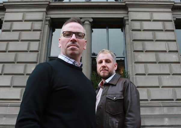 Beezer founder Brian Smillie, right, with Steve Ewing of Informatics Ventures. Picture: Stewart Attwood