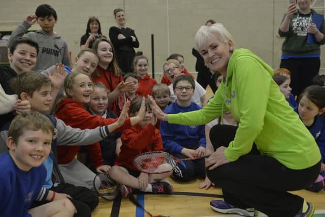 Judy Murray dropped in on pupils from Aberfoyle, Bridge of Allan, Callander, Kincardine, Newton and Tillicoutry Primary Schools. Picture: Lorraine Hill