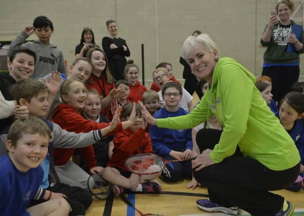 Judy Murray dropped in on pupils from Aberfoyle, Bridge of Allan, Callander, Kincardine, Newton and Tillicoutry Primary Schools. Picture: Lorraine Hill