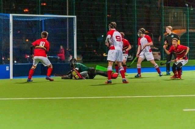 Stewarts Melville take the lead against Loretto as Robbie Croll, out of picture, opens the scoring.
Picture: Mark Pugh