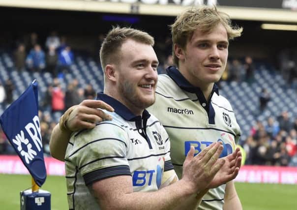 Stuart Hogg, left, and Jonny Gray have been nominated for European Player of the Year. Picture: Ian Rutherford/PA Wire