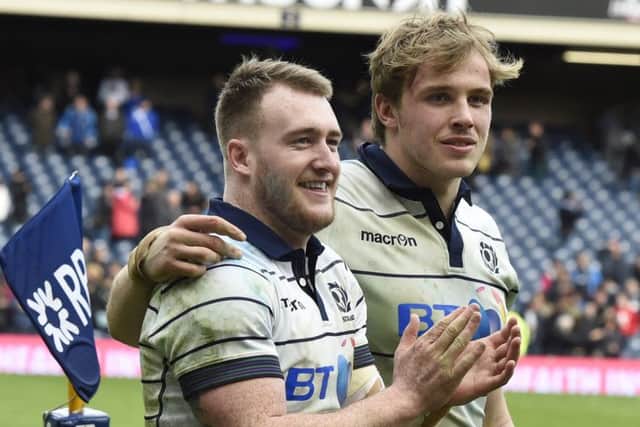 Stuart Hogg, left, and Jonny Gray have been nominated for European Player of the Year. Picture: Ian Rutherford/PA Wire