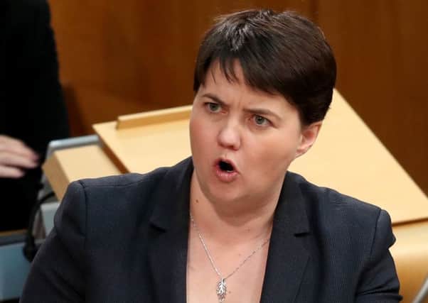 Leader of the Scottish Conservatives Ruth Davidson speaks in the chamber on the first day of the 'Scotland's Choice' debate on a motion to seek the authority to hold an indpendence referendum at the Scottish Parliament in Edinburgh on March 21, 2017.
Scottish lawmakers on March 21 began a two-day debate on First Minister Nicola Sturgeon's call for an independence referendum -- a major headache for Prime Minister Theresa May as she prepares to launch Brexit. / AFP PHOTO / POOL / Jane BarlowJANE BARLOW/AFP/Getty Images